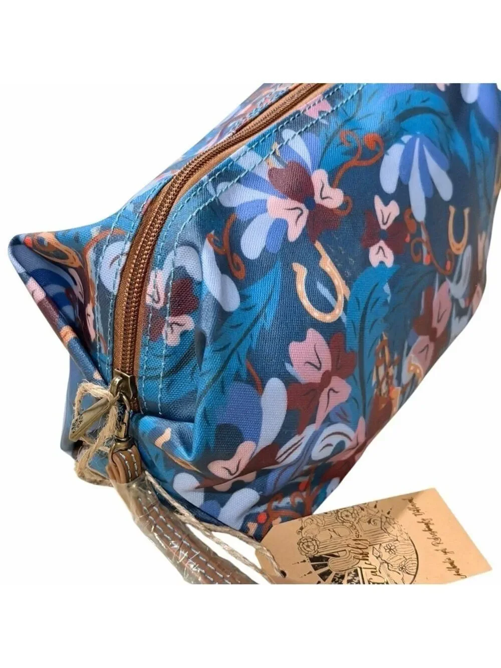 Catchfly Gold Horseshoe Cosmetic Pouch Bag NWT